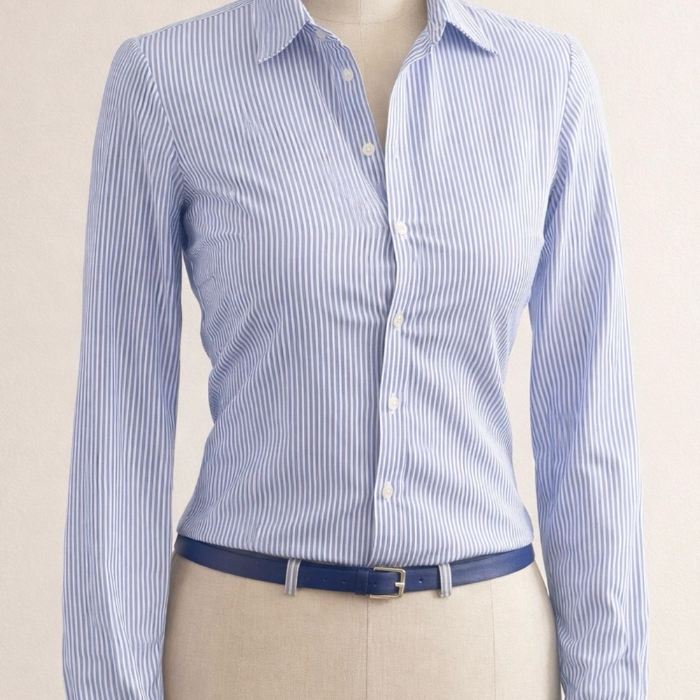Ann Taylor Factory Navy and White Striped Top